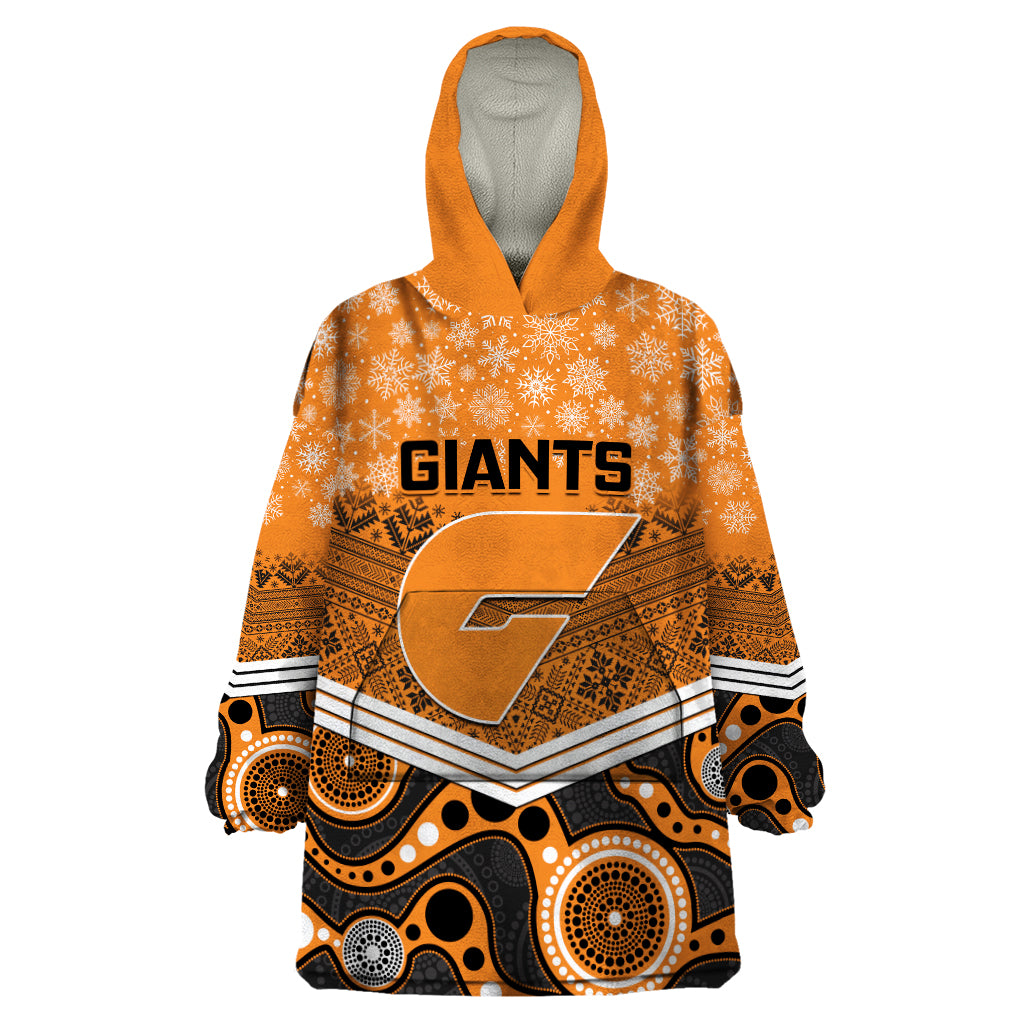 Custom Giants Football Christmas Wearable Blanket Hoodie Merry Xmas 2023 Mix Aboriginal Art - Vibe Hoodie Shop