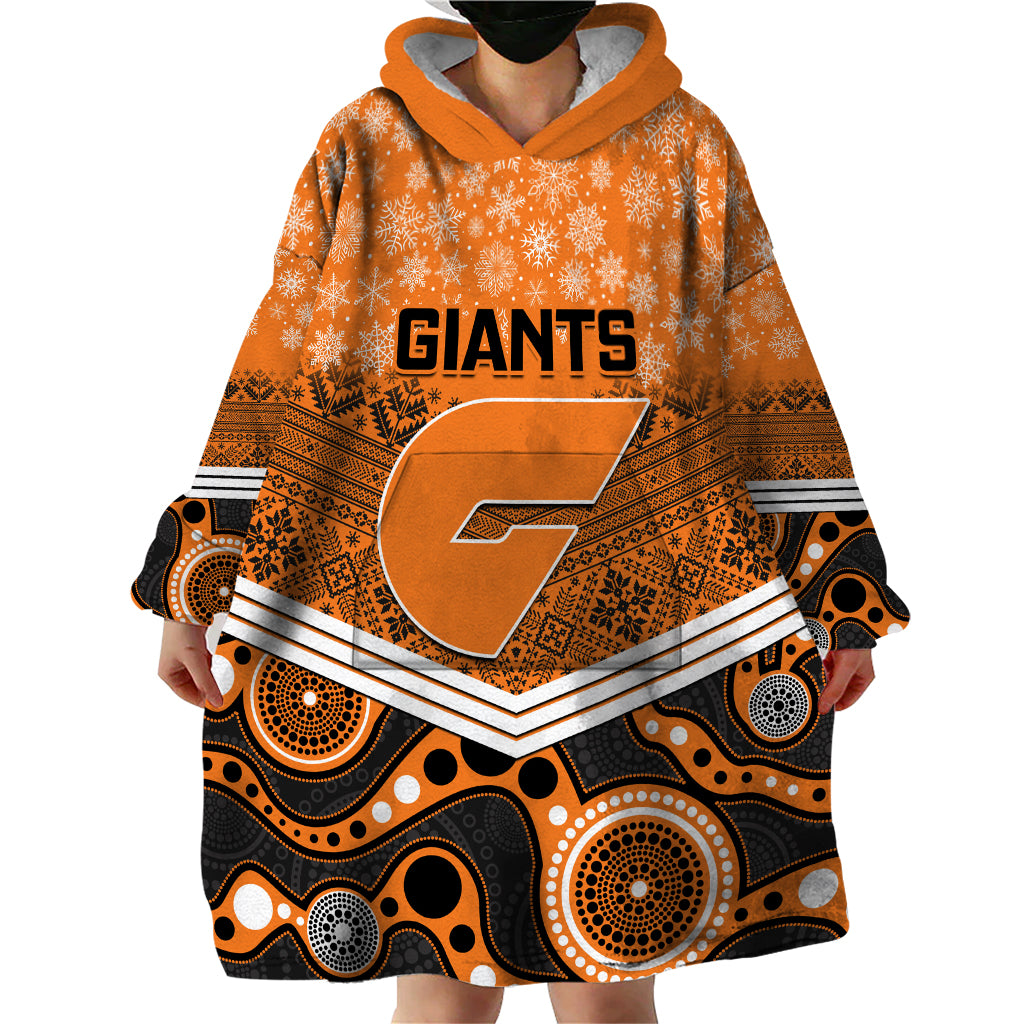 Custom Giants Football Christmas Wearable Blanket Hoodie Merry Xmas 2023 Mix Aboriginal Art - Vibe Hoodie Shop