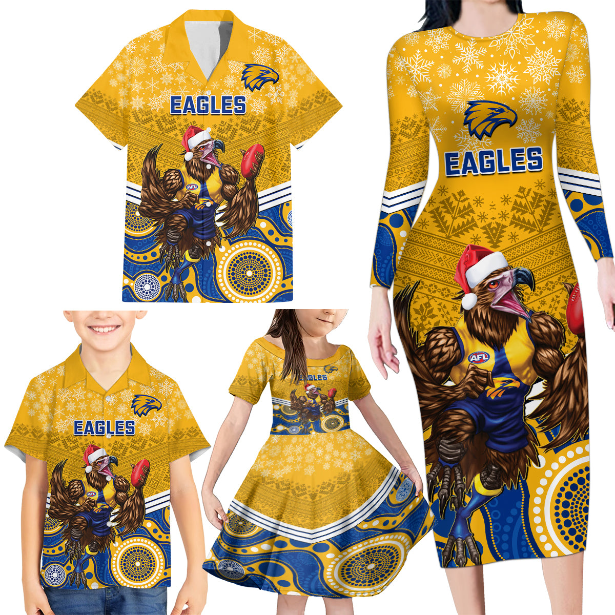 custom-eagles-football-christmas-family-matching-long-sleeve-bodycon-dress-and-hawaiian-shirt-merry-xmas-2023-mix-aboriginal-art