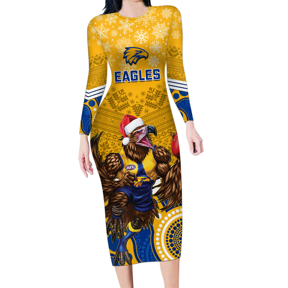 custom-eagles-football-christmas-family-matching-long-sleeve-bodycon-dress-and-hawaiian-shirt-merry-xmas-2023-mix-aboriginal-art