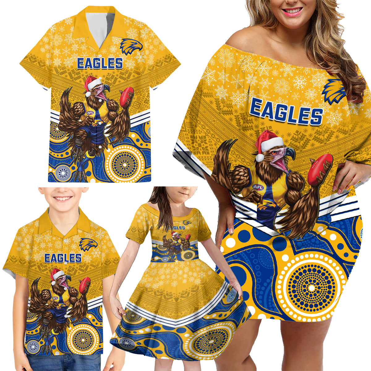 custom-eagles-football-christmas-family-matching-off-shoulder-short-dress-and-hawaiian-shirt-merry-xmas-2023-mix-aboriginal-art