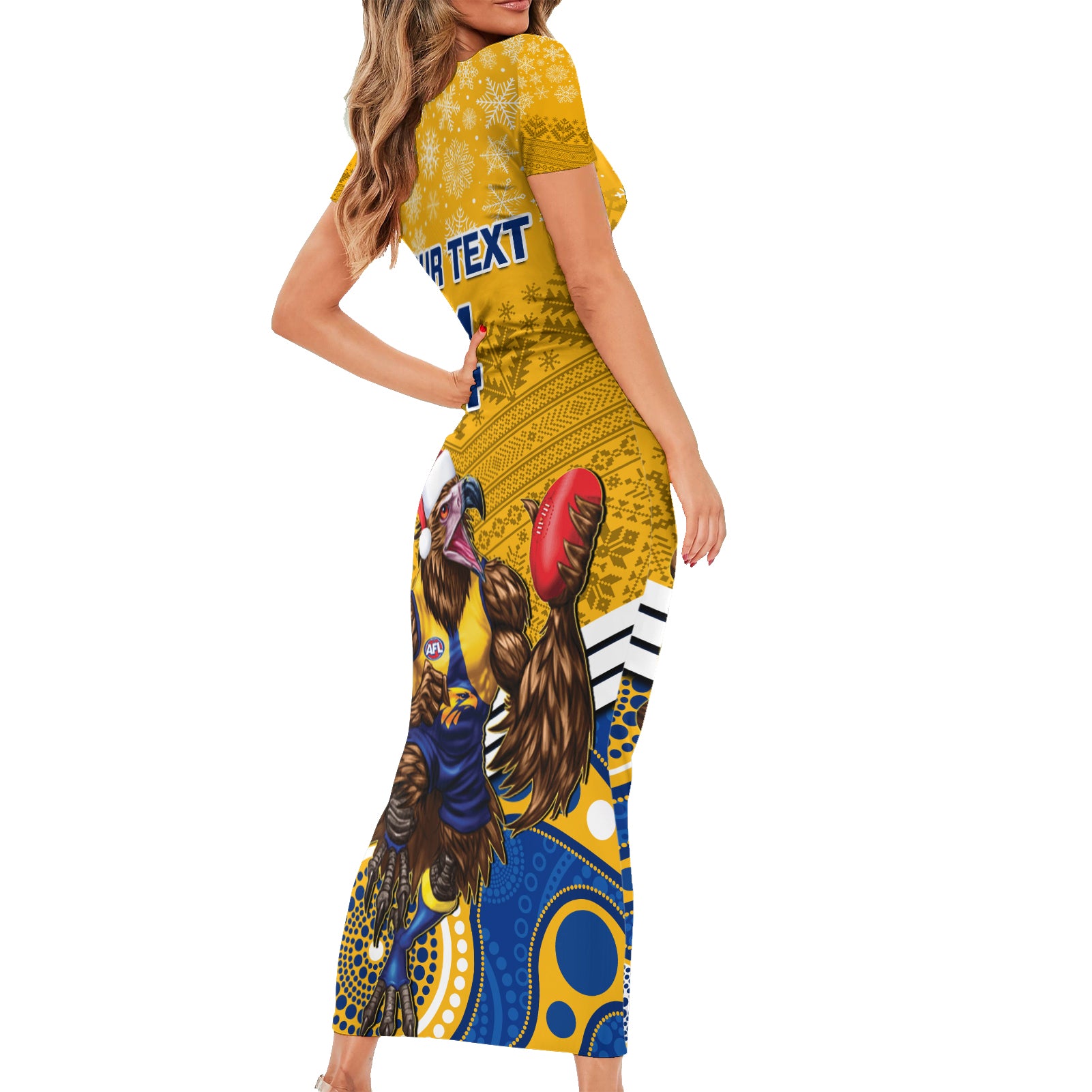 custom-eagles-football-christmas-family-matching-short-sleeve-bodycon-dress-and-hawaiian-shirt-merry-xmas-2023-mix-aboriginal-art