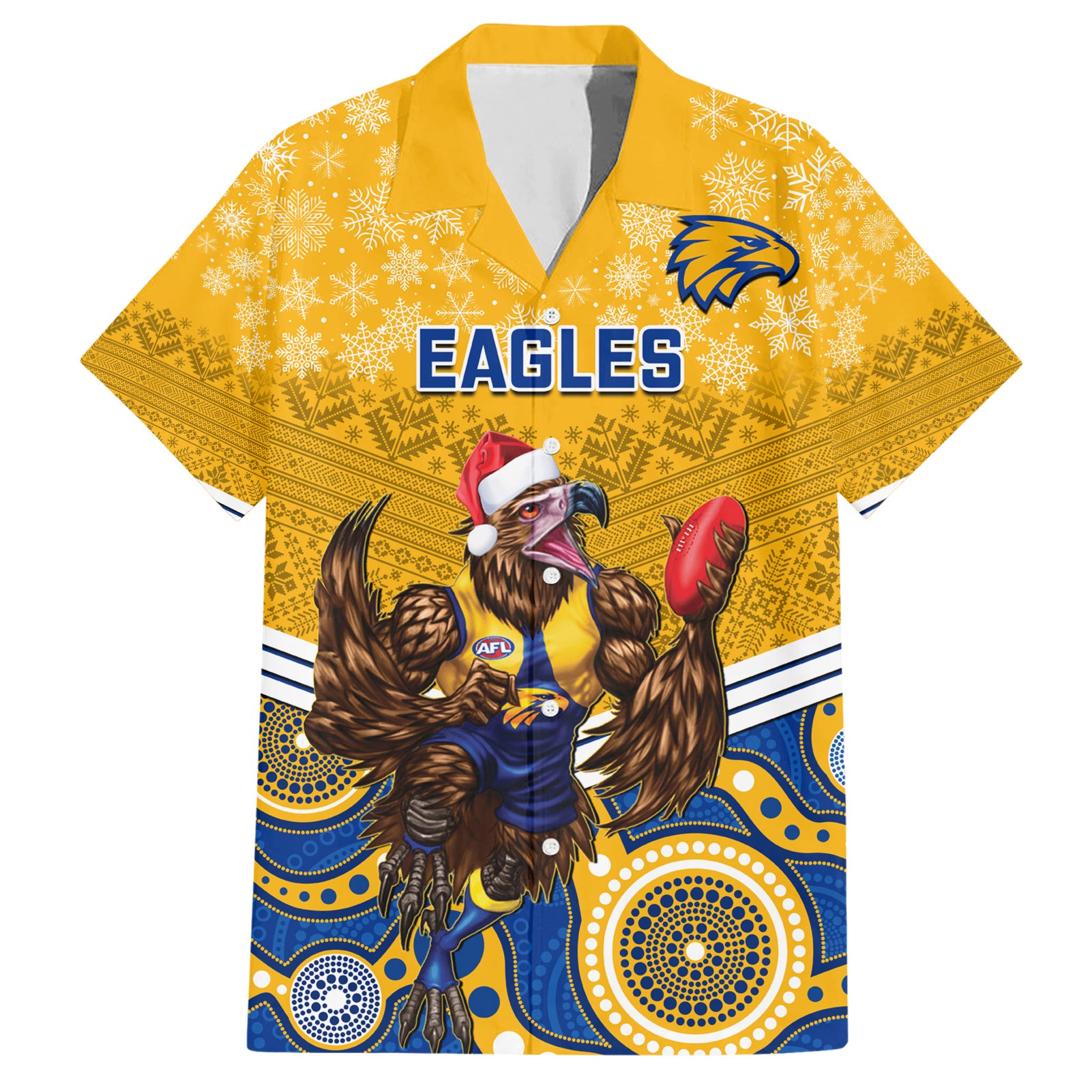 Custom Eagles Football Christmas Hawaiian Shirt Merry Xmas 2023 Mix Aboriginal Art - Vibe Hoodie Shop