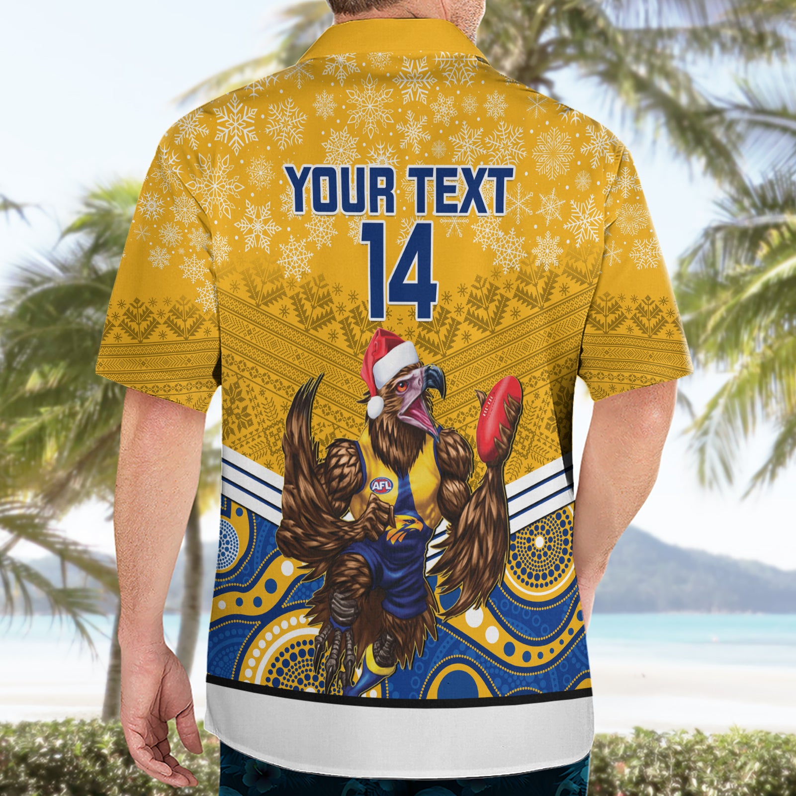 Custom Eagles Football Christmas Hawaiian Shirt Merry Xmas 2023 Mix Aboriginal Art - Vibe Hoodie Shop