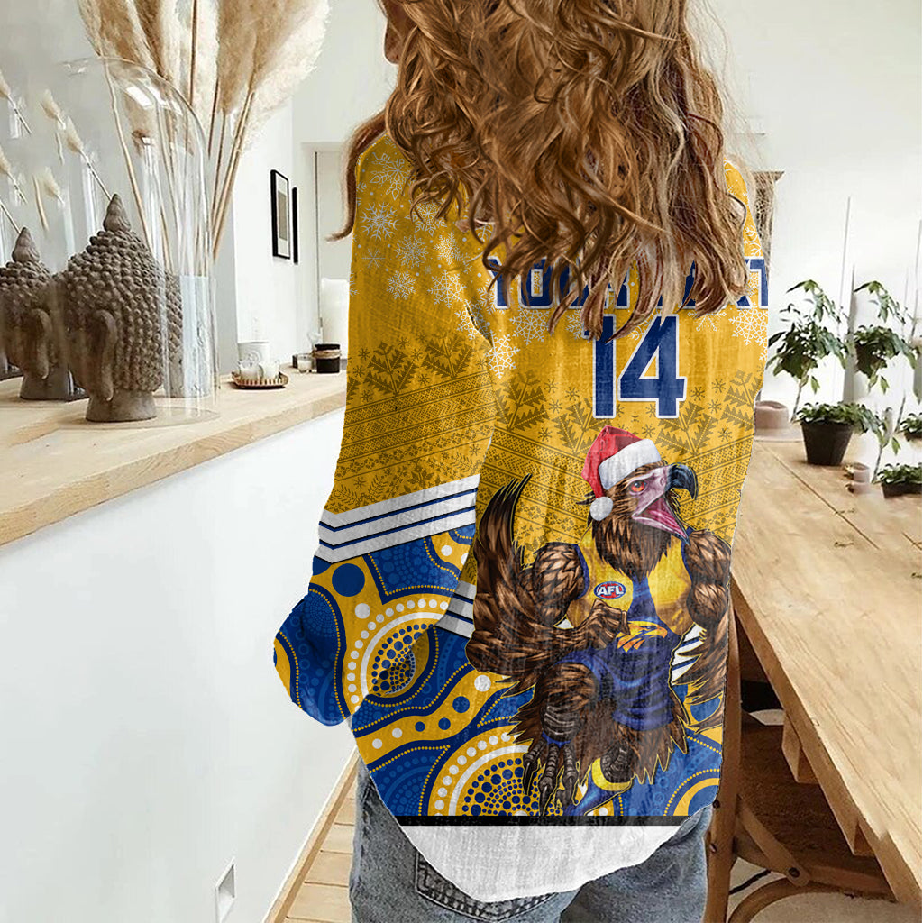 Custom Eagles Football Christmas Women Casual Shirt Merry Xmas 2023 Mix Aboriginal Art - Vibe Hoodie Shop