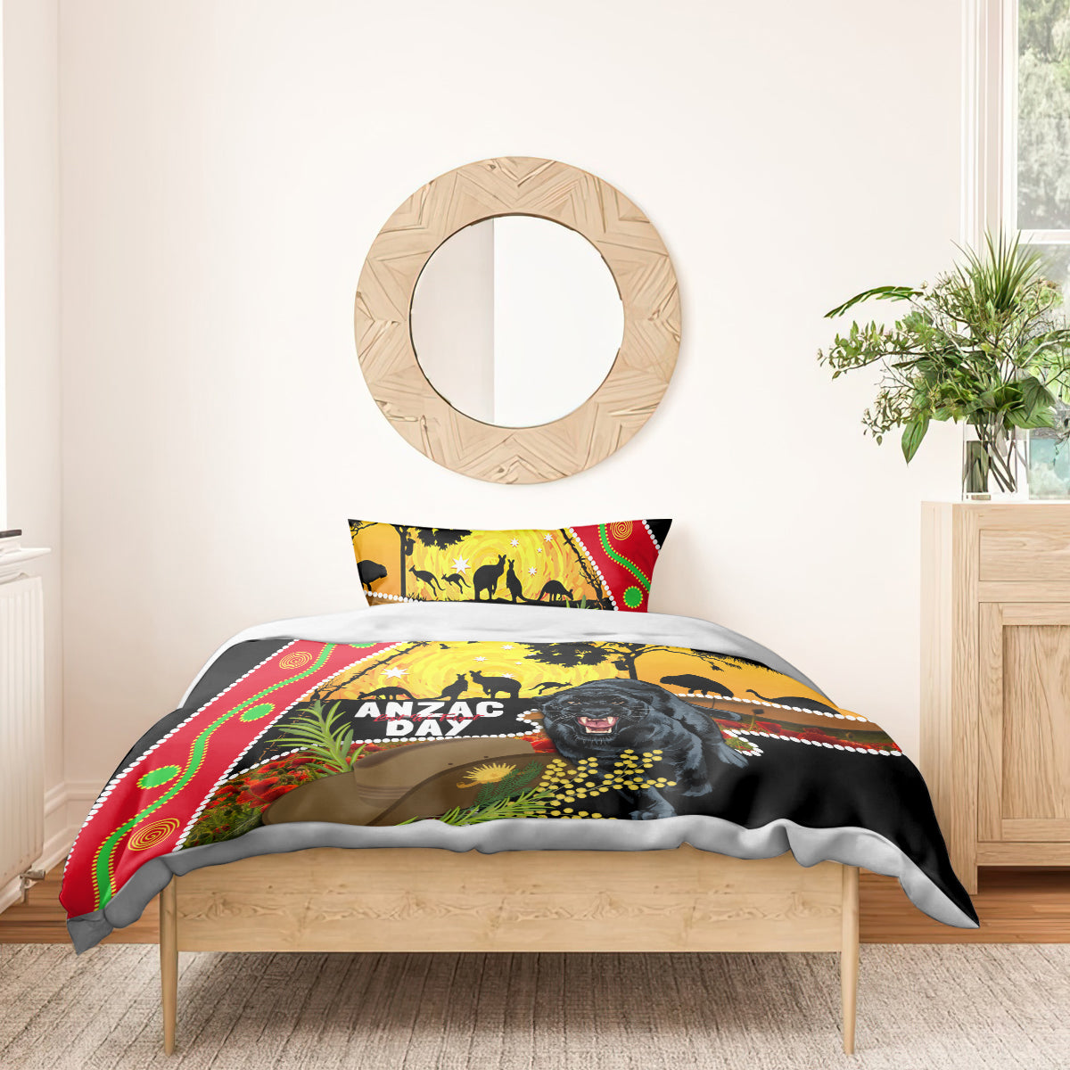 Panthers ANZAC Day Bedding Set Pennies Mascot Rosemary Starring Night Style - Vibe Hoodie Shop