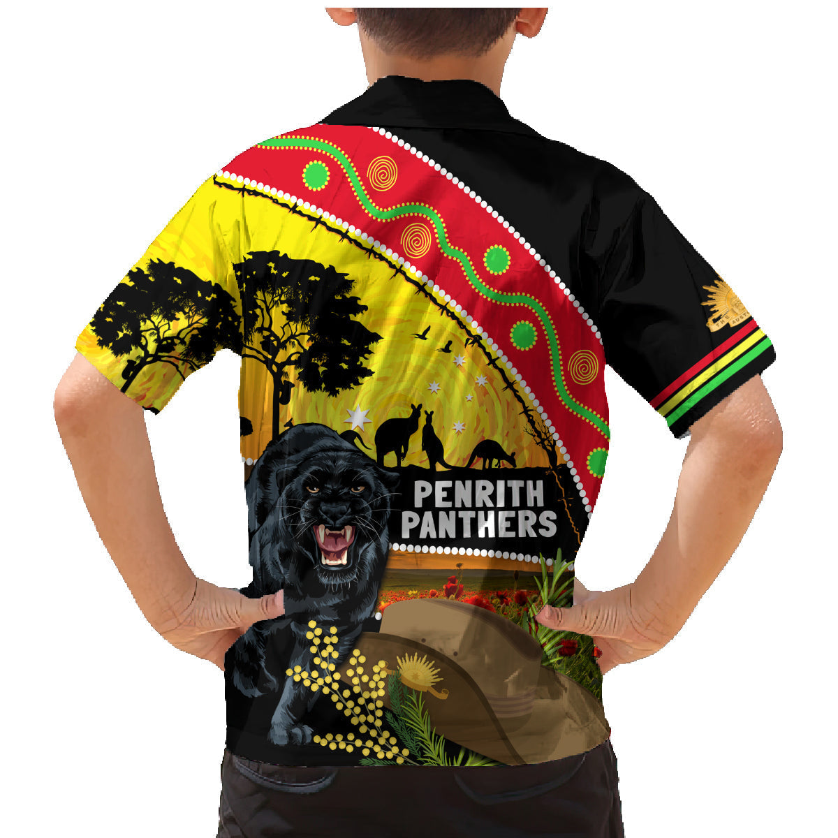 Panthers ANZAC Day Family Matching Mermaid Dress and Hawaiian Shirt Pennies Mascot Rosemary Starring Night Style