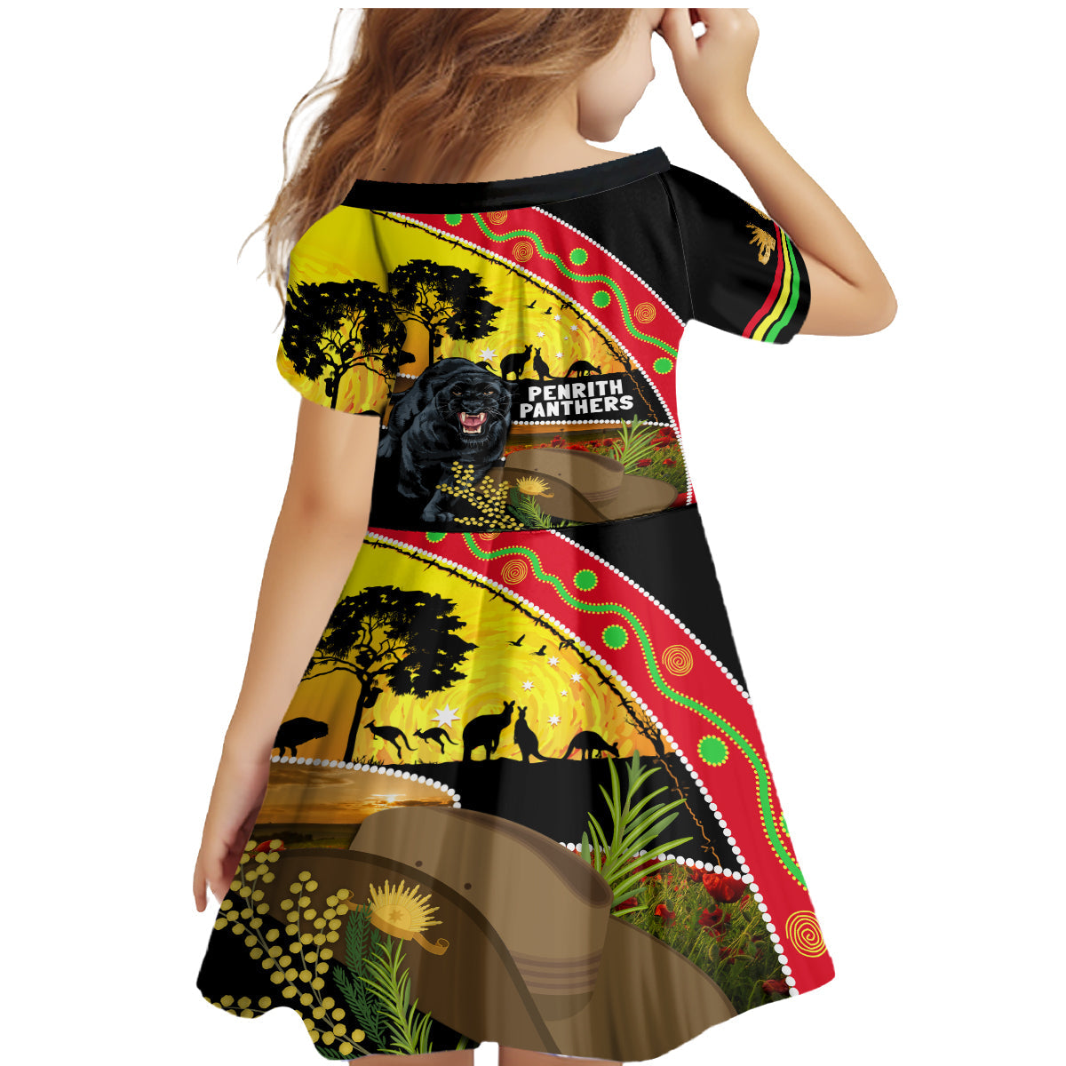 Panthers ANZAC Day Family Matching Mermaid Dress and Hawaiian Shirt Pennies Mascot Rosemary Starring Night Style