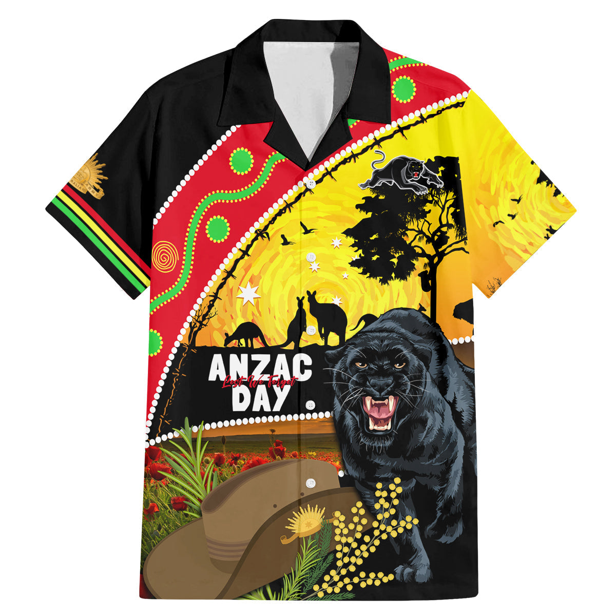 Panthers ANZAC Day Family Matching Mermaid Dress and Hawaiian Shirt Pennies Mascot Rosemary Starring Night Style