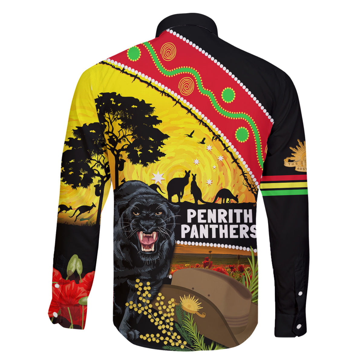 Panthers ANZAC Day Family Matching Summer Maxi Dress and Hawaiian Shirt Pennies Mascot Rosemary Starring Night Style