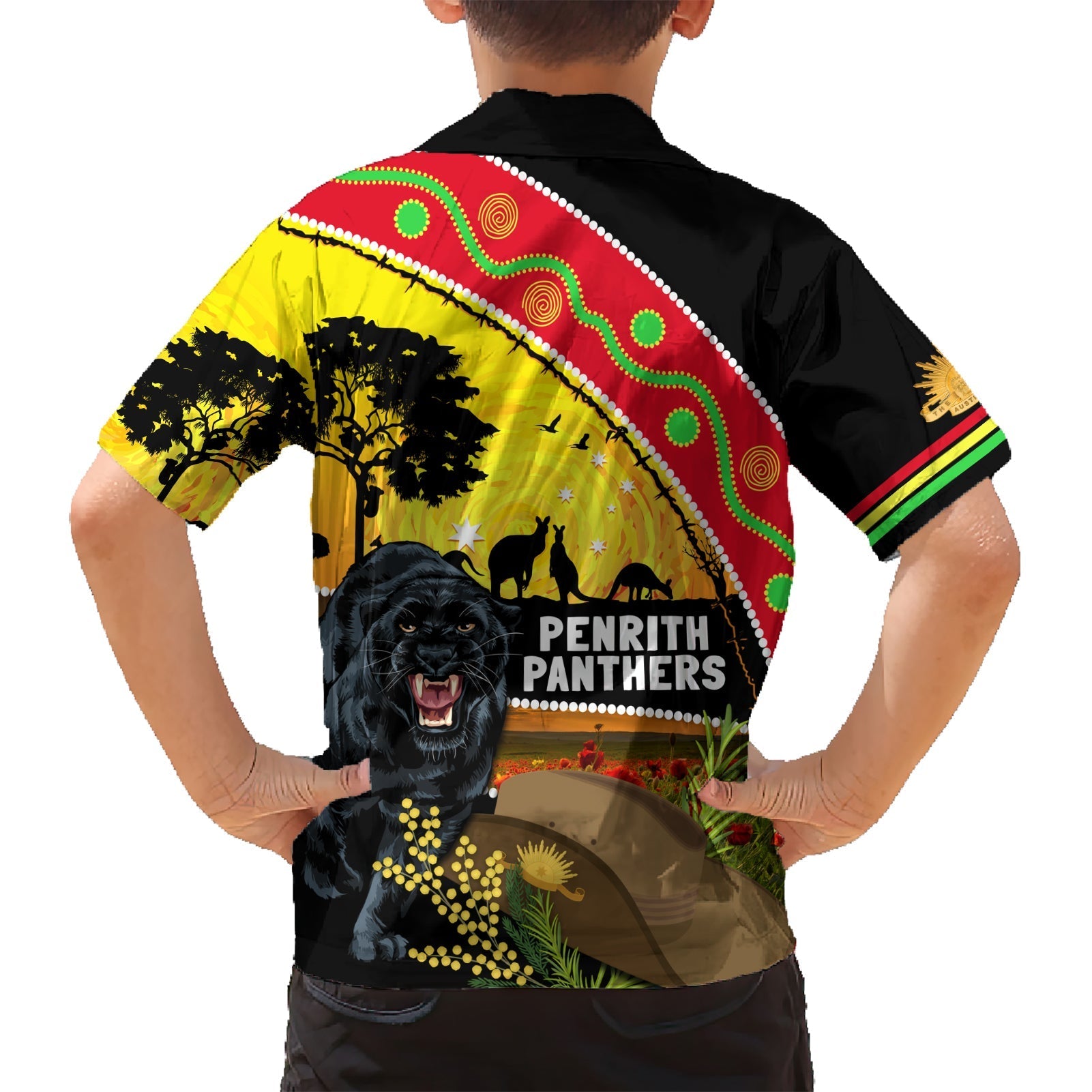 Panthers ANZAC Day Hawaiian Shirt Pennies Mascot Rosemary Starring Night Style - Vibe Hoodie Shop