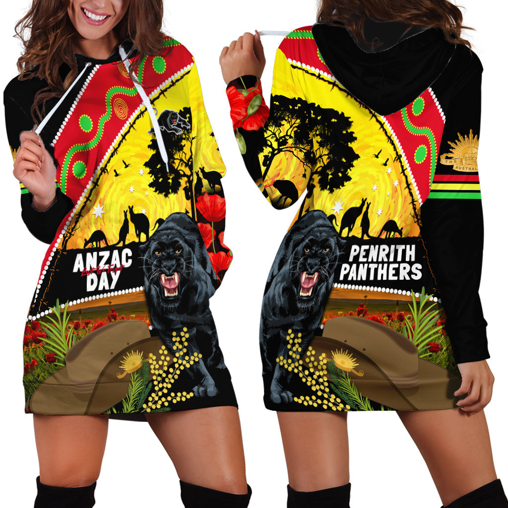 Panthers ANZAC Day Hoodie Dress Pennies Mascot Rosemary Starring Night Style - Vibe Hoodie Shop