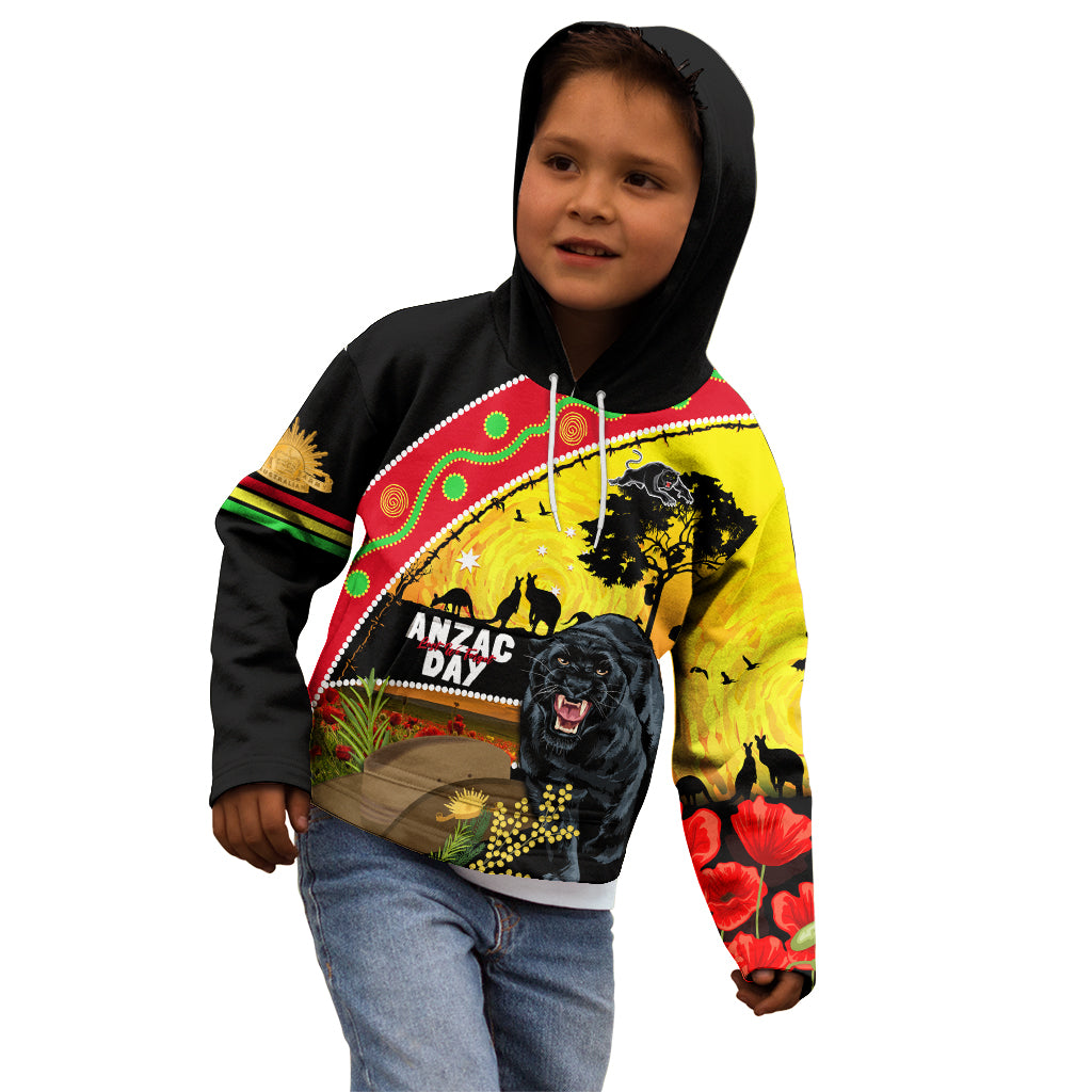 Panthers ANZAC Day Kid Hoodie Pennies Mascot Rosemary Starring Night Style - Vibe Hoodie Shop