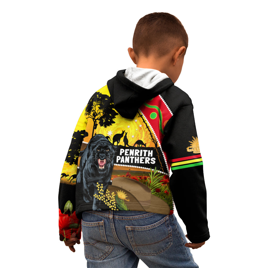 Panthers ANZAC Day Kid Hoodie Pennies Mascot Rosemary Starring Night Style - Vibe Hoodie Shop