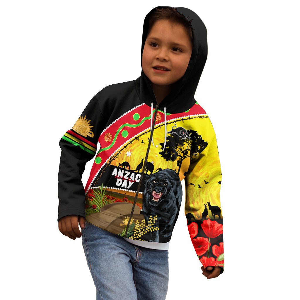 Panthers ANZAC Day Kid Hoodie Pennies Mascot Rosemary Starring Night Style - Vibe Hoodie Shop