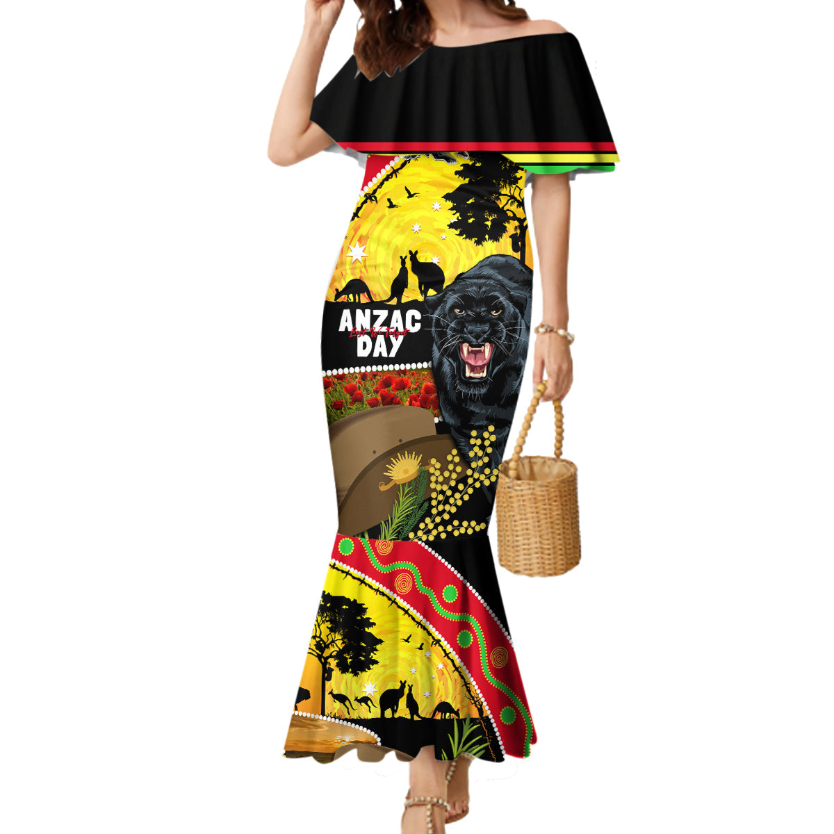 Panthers ANZAC Day Mermaid Dress Pennies Mascot Rosemary Starring Night Style