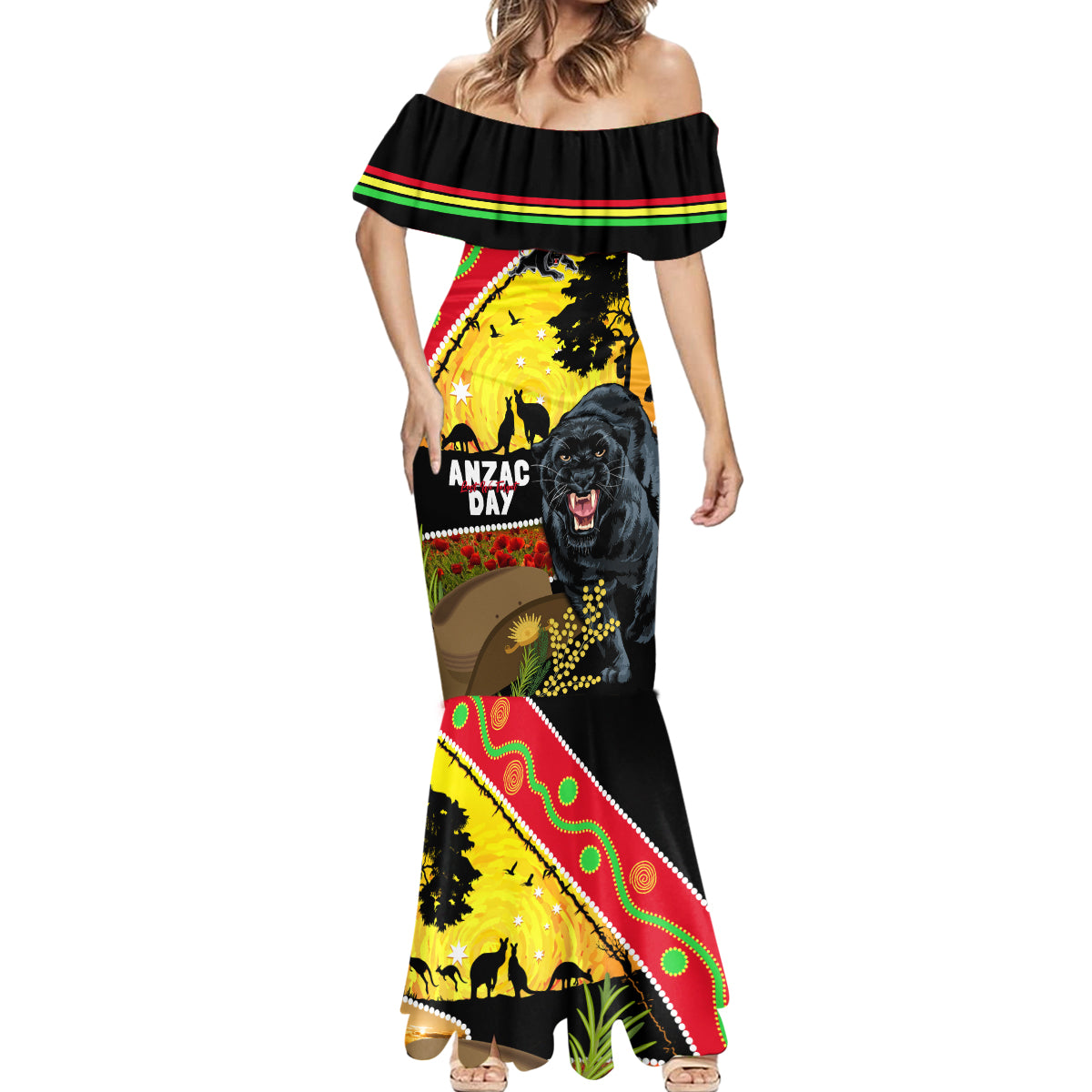 Panthers ANZAC Day Mermaid Dress Pennies Mascot Rosemary Starring Night Style