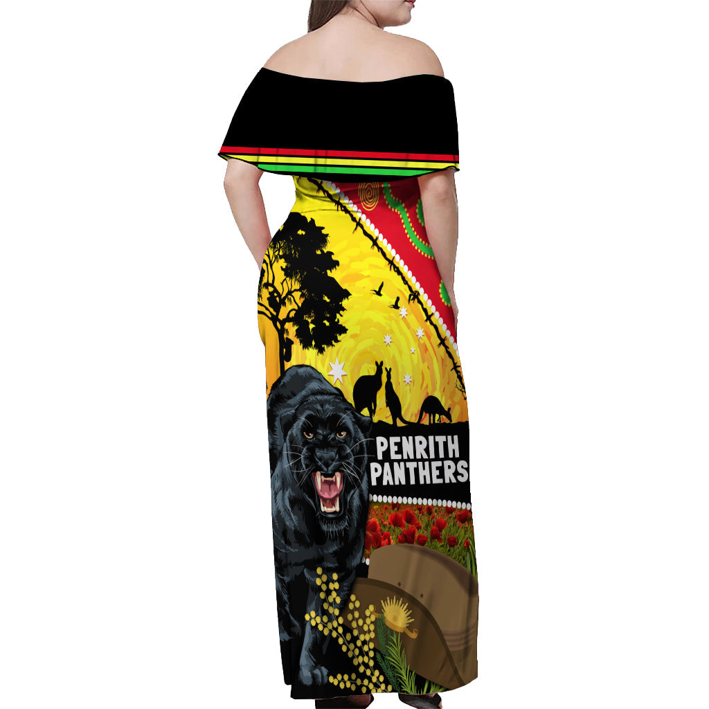 Panthers ANZAC Day Off Shoulder Maxi Dress Pennies Mascot Rosemary Starring Night Style