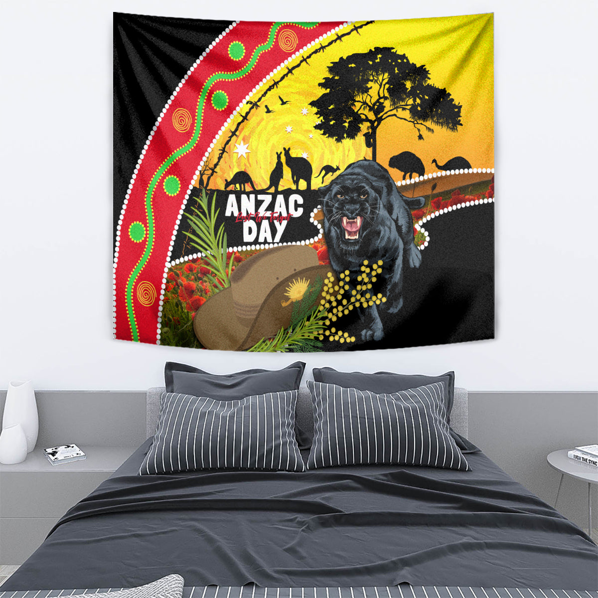 Panthers ANZAC Day Tapestry Pennies Mascot Rosemary Starring Night Style - Vibe Hoodie Shop