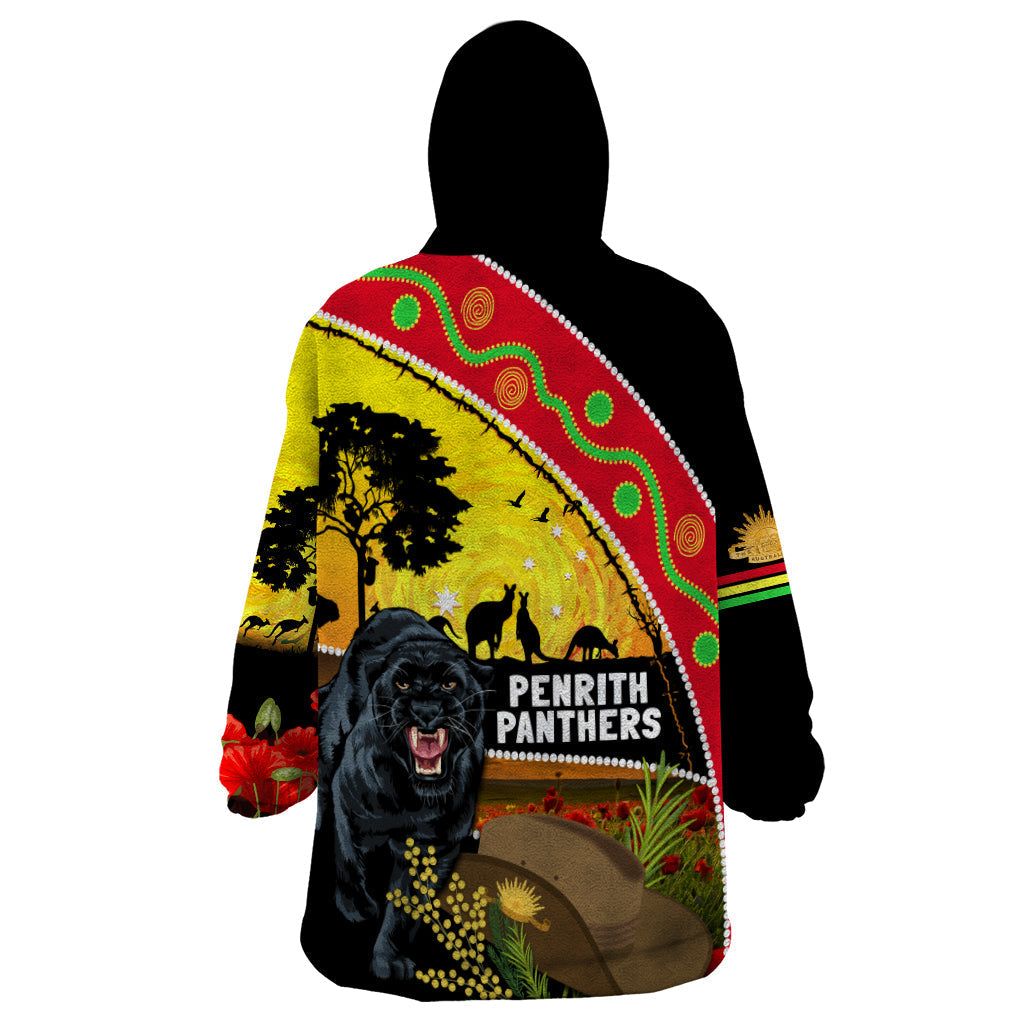 Panthers ANZAC Day Wearable Blanket Hoodie Pennies Mascot Rosemary Starring Night Style - Vibe Hoodie Shop