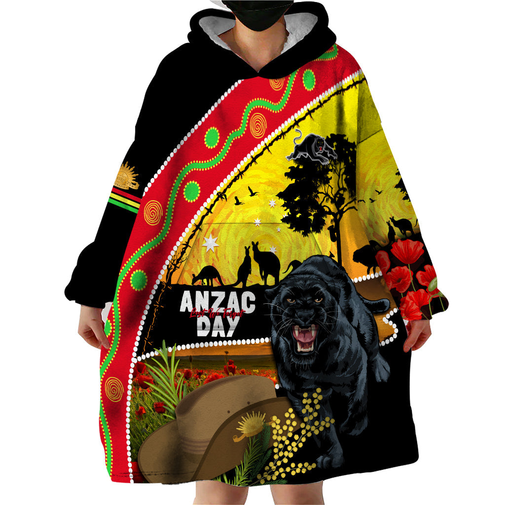 Panthers ANZAC Day Wearable Blanket Hoodie Pennies Mascot Rosemary Starring Night Style - Vibe Hoodie Shop