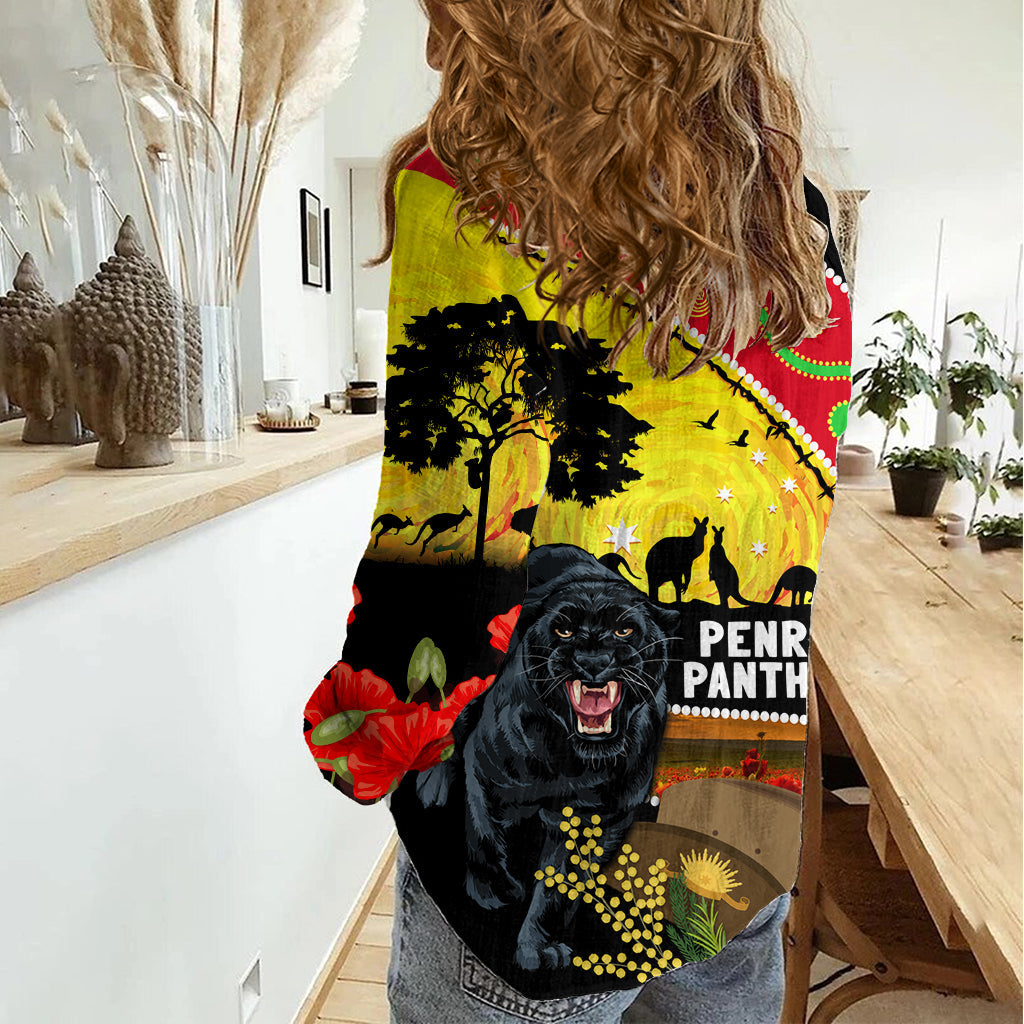 Panthers ANZAC Day Women Casual Shirt Pennies Mascot Rosemary Starring Night Style - Vibe Hoodie Shop