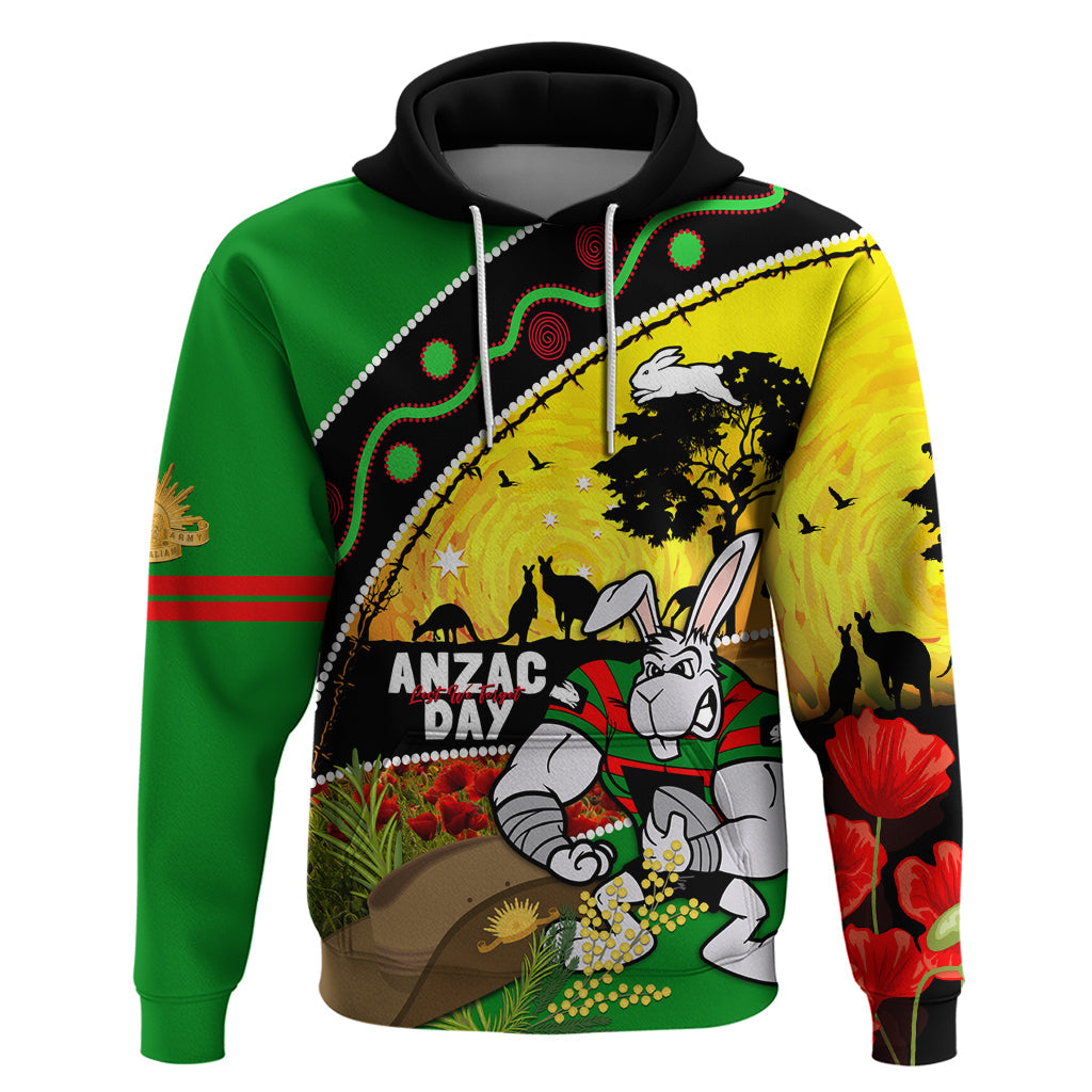 Rabbitohs ANZAC Day Hoodie Souths Mascot Rosemary Starring Night Style - Vibe Hoodie Shop