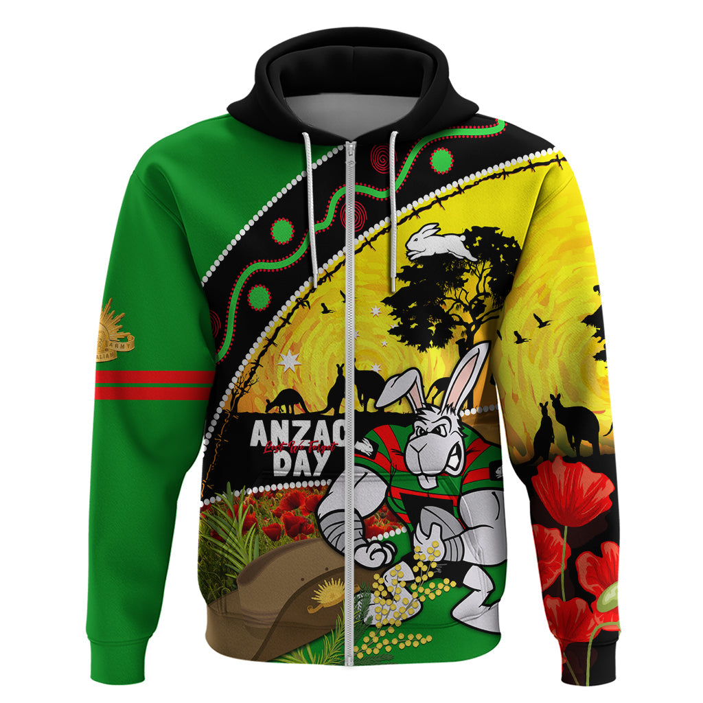 Rabbitohs ANZAC Day Hoodie Souths Mascot Rosemary Starring Night Style - Vibe Hoodie Shop