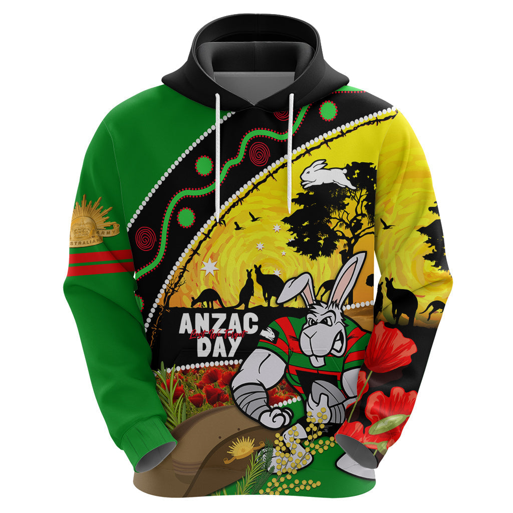 Rabbitohs ANZAC Day Hoodie Souths Mascot Rosemary Starring Night Style - Vibe Hoodie Shop