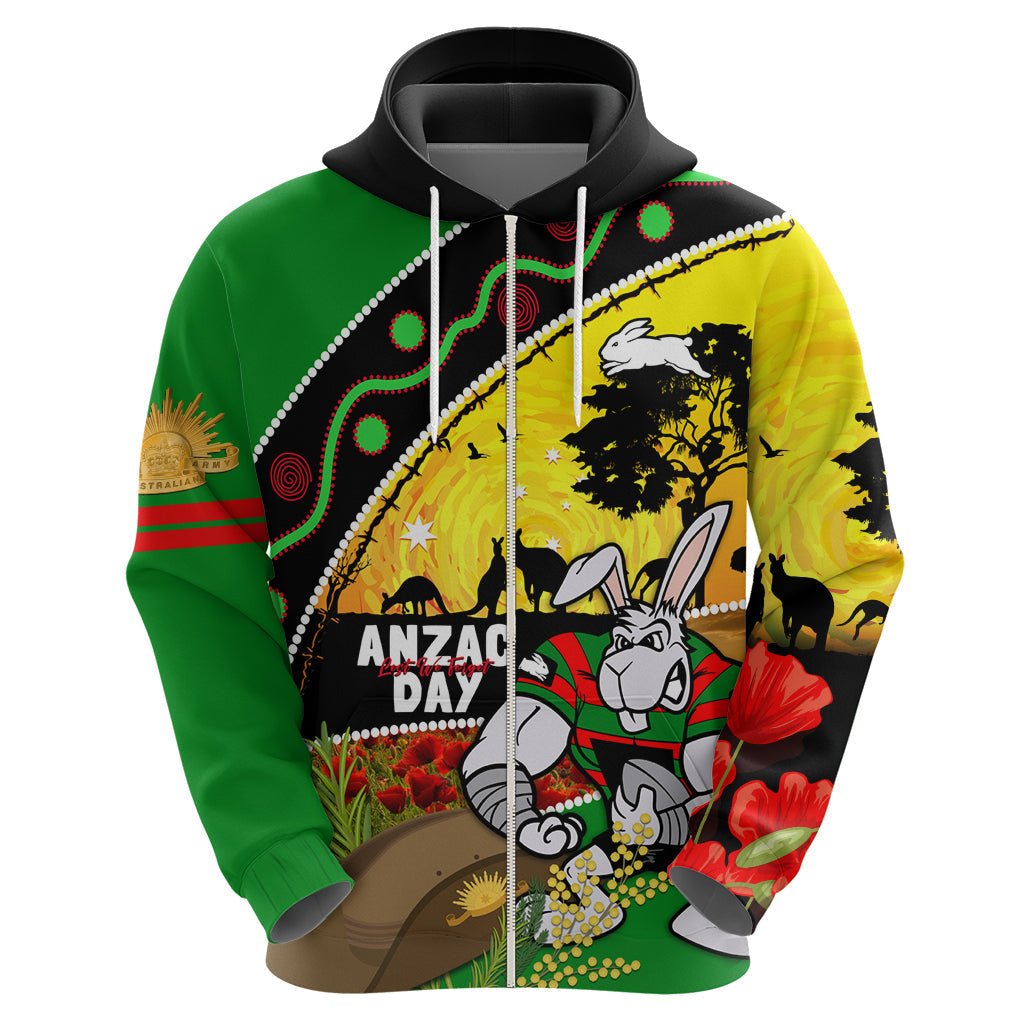 Rabbitohs ANZAC Day Hoodie Souths Mascot Rosemary Starring Night Style - Vibe Hoodie Shop