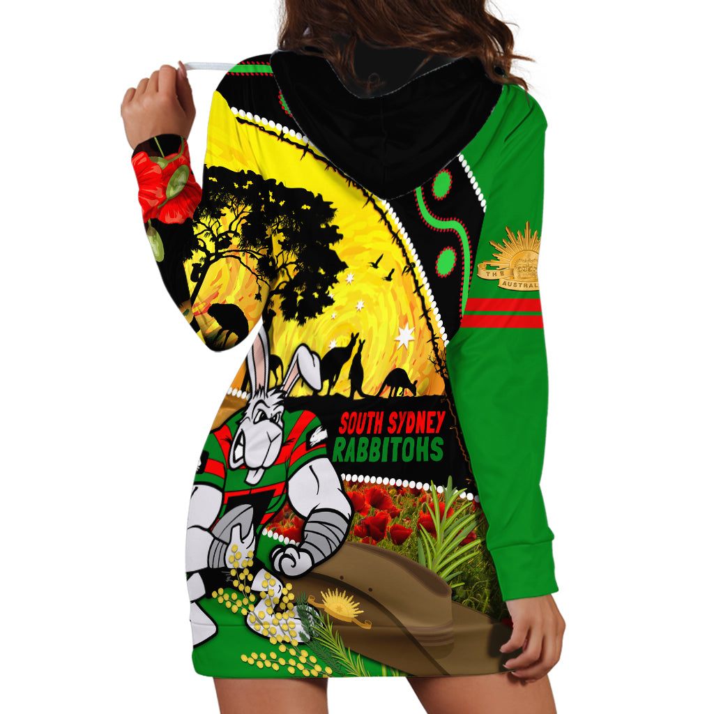 Rabbitohs ANZAC Day Hoodie Dress Souths Mascot Rosemary Starring Night Style - Vibe Hoodie Shop