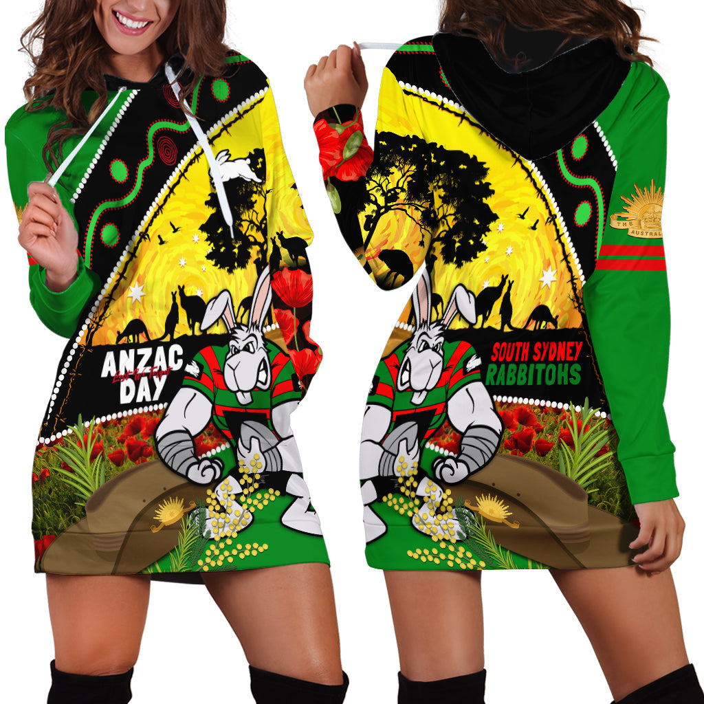 Rabbitohs ANZAC Day Hoodie Dress Souths Mascot Rosemary Starring Night Style - Vibe Hoodie Shop