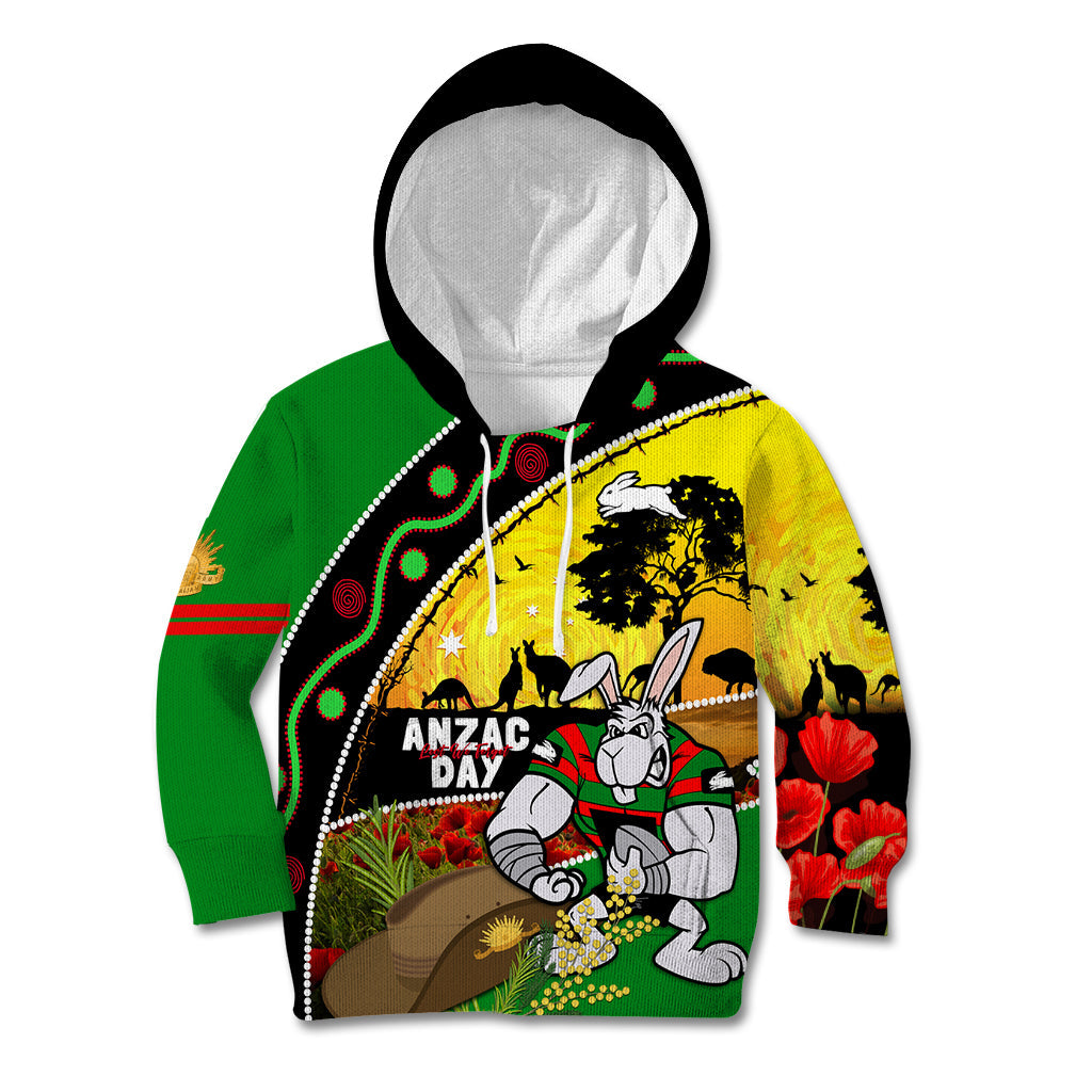 Rabbitohs ANZAC Day Kid Hoodie Souths Mascot Rosemary Starring Night Style - Vibe Hoodie Shop