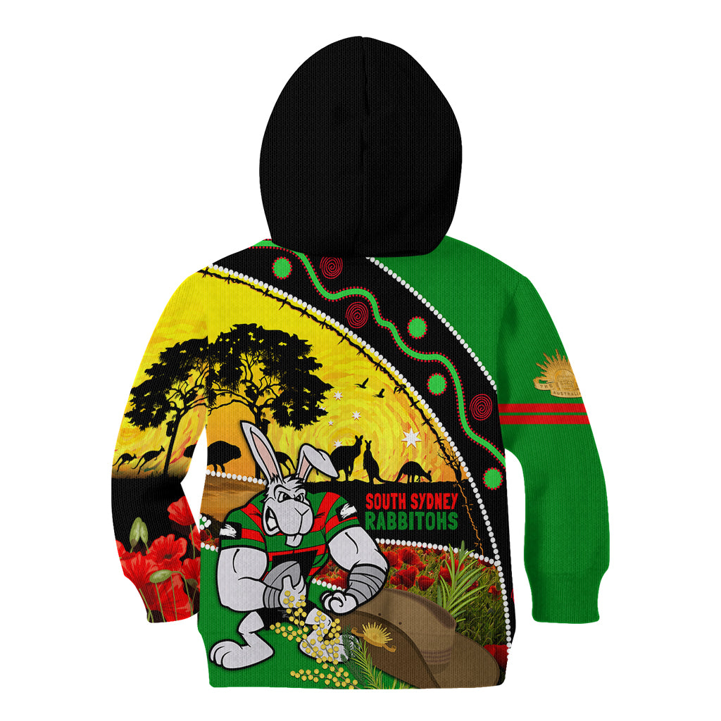 Rabbitohs ANZAC Day Kid Hoodie Souths Mascot Rosemary Starring Night Style - Vibe Hoodie Shop