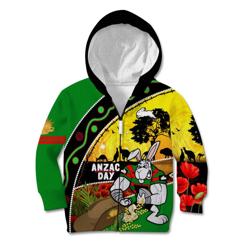 Rabbitohs ANZAC Day Kid Hoodie Souths Mascot Rosemary Starring Night Style - Vibe Hoodie Shop