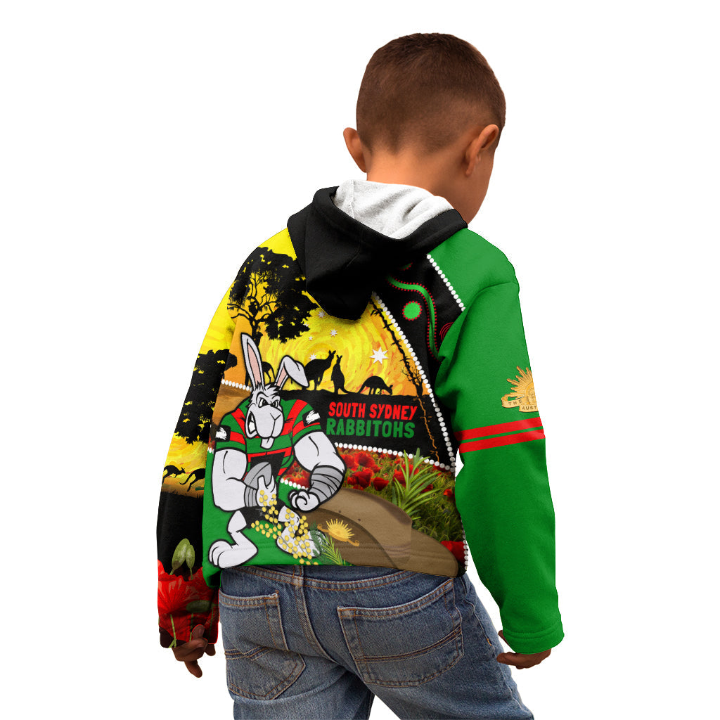 Rabbitohs ANZAC Day Kid Hoodie Souths Mascot Rosemary Starring Night Style - Vibe Hoodie Shop