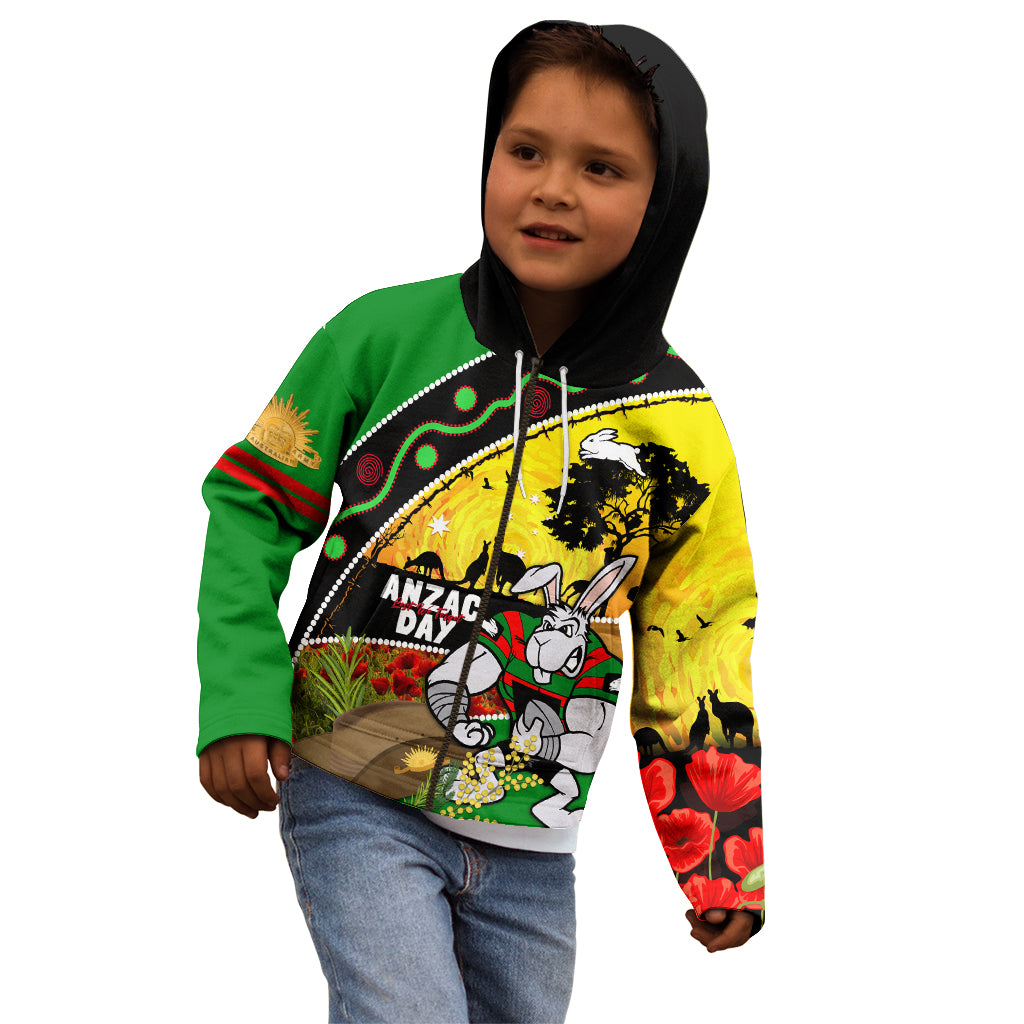 Rabbitohs ANZAC Day Kid Hoodie Souths Mascot Rosemary Starring Night Style - Vibe Hoodie Shop