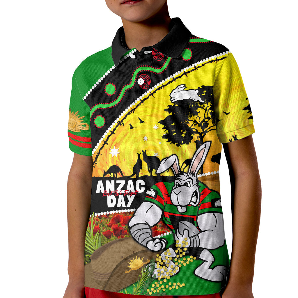 Rabbitohs ANZAC Day Kid Polo Shirt Souths Mascot Rosemary Starring Night Style - Vibe Hoodie Shop