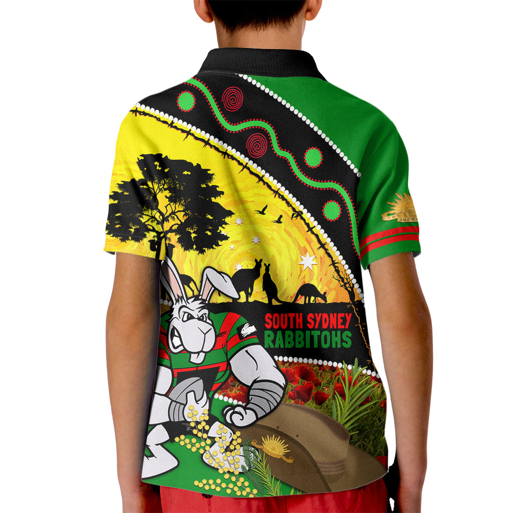 Rabbitohs ANZAC Day Kid Polo Shirt Souths Mascot Rosemary Starring Night Style - Vibe Hoodie Shop