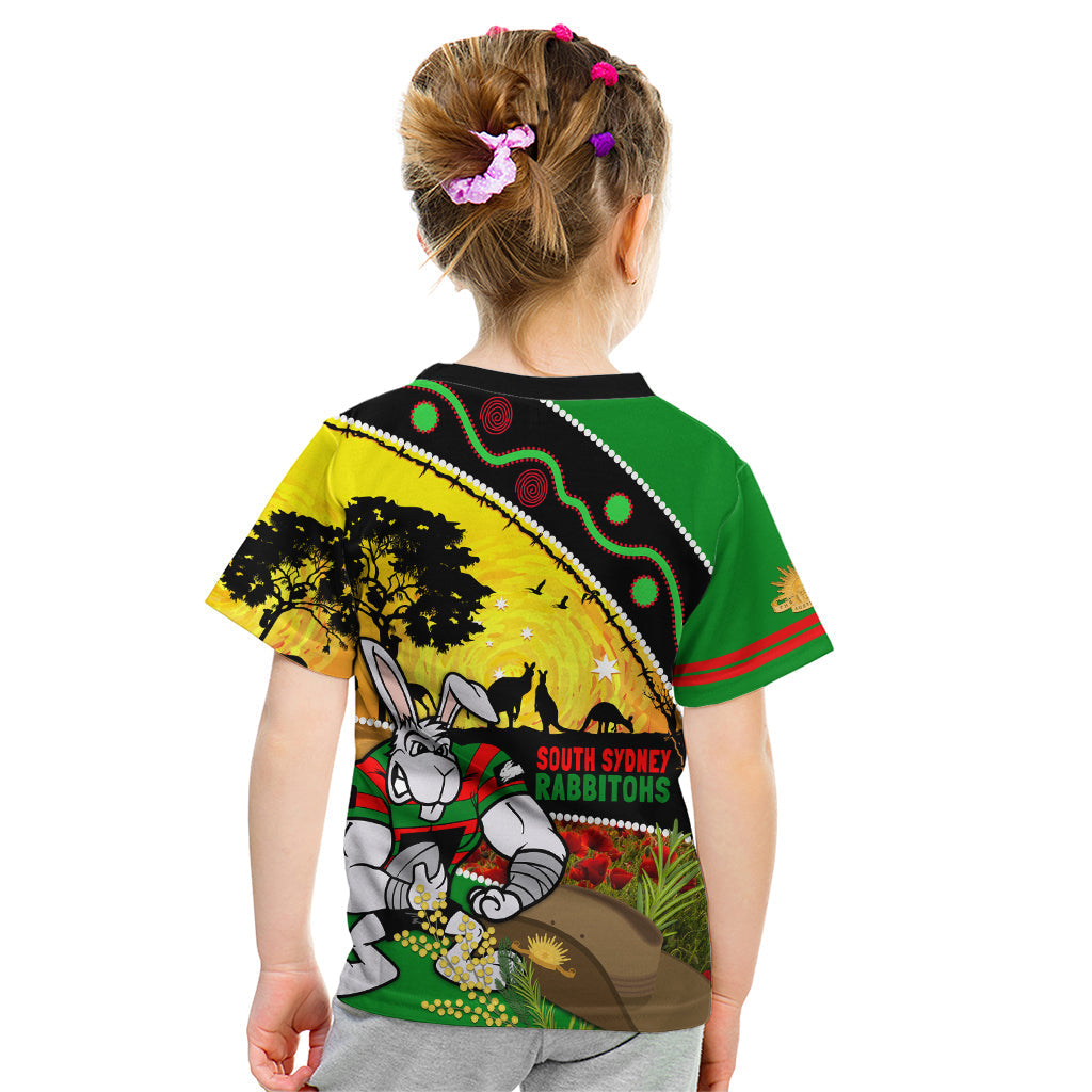 Rabbitohs ANZAC Day Kid T Shirt Souths Mascot Rosemary Starring Night Style - Vibe Hoodie Shop