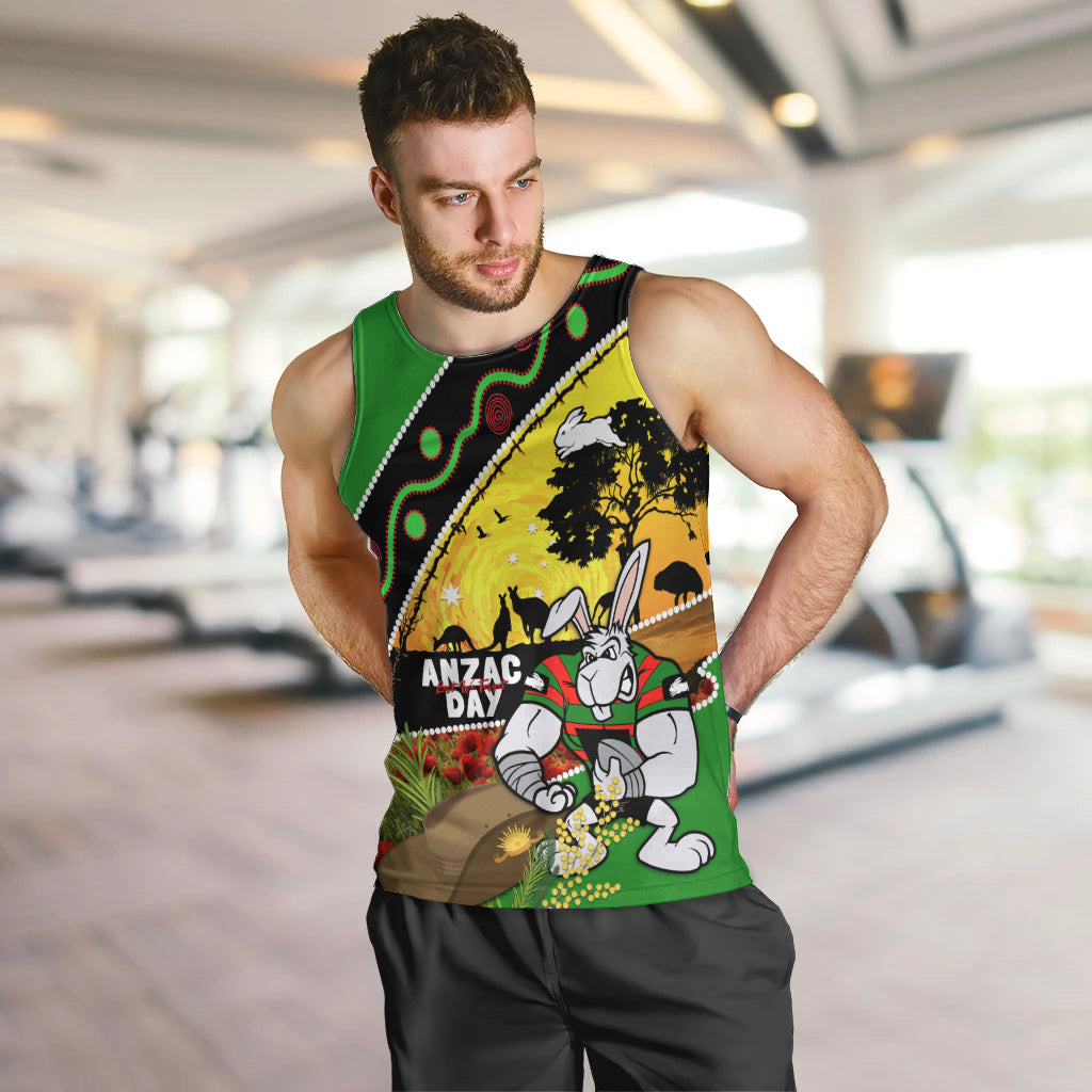 Rabbitohs ANZAC Day Men Tank Top Souths Mascot Rosemary Starring Night Style - Vibe Hoodie Shop