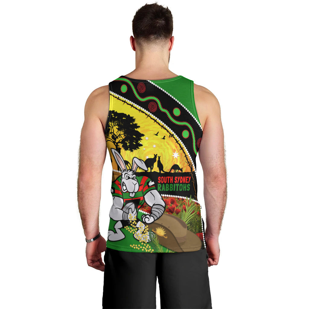 Rabbitohs ANZAC Day Men Tank Top Souths Mascot Rosemary Starring Night Style - Vibe Hoodie Shop