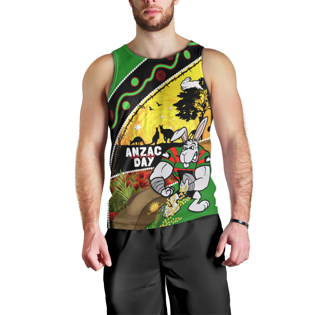 Rabbitohs ANZAC Day Men Tank Top Souths Mascot Rosemary Starring Night Style - Vibe Hoodie Shop