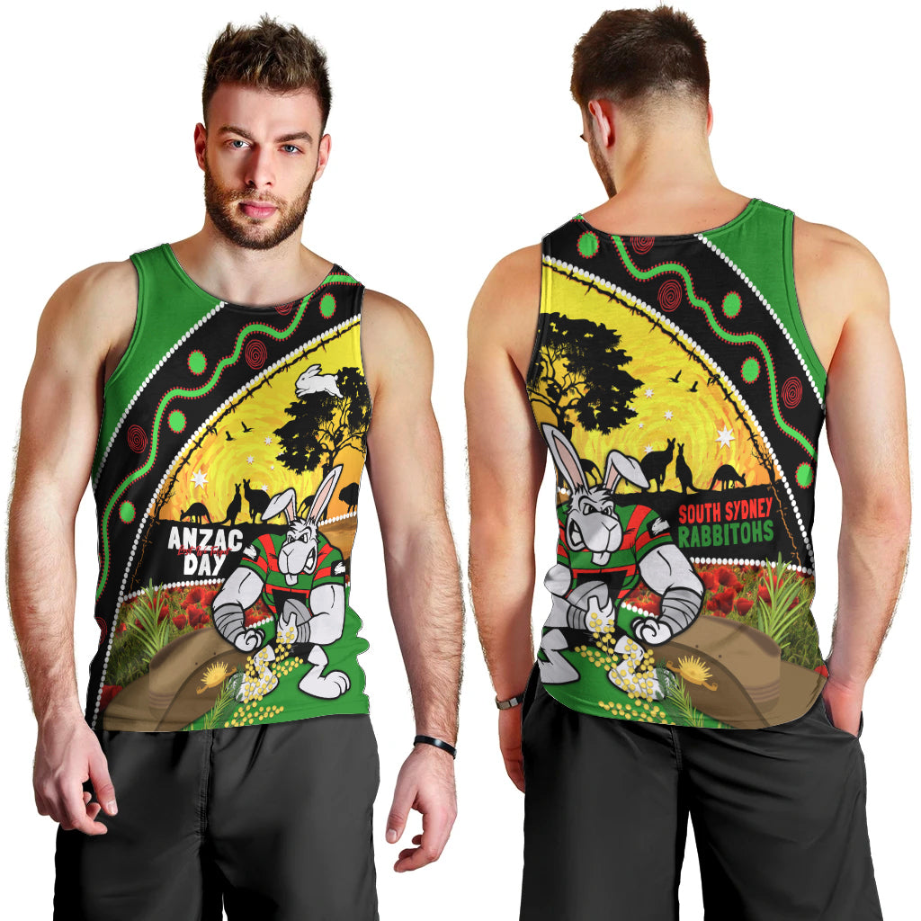 Rabbitohs ANZAC Day Men Tank Top Souths Mascot Rosemary Starring Night Style - Vibe Hoodie Shop