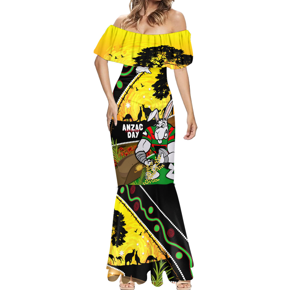 Rabbitohs ANZAC Day Mermaid Dress Souths Mascot Rosemary Starring Night Style