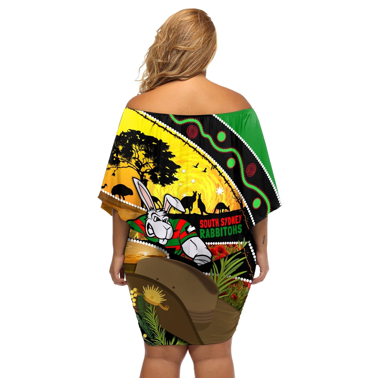 Rabbitohs ANZAC Day Off Shoulder Short Dress Souths Mascot Rosemary Starring Night Style