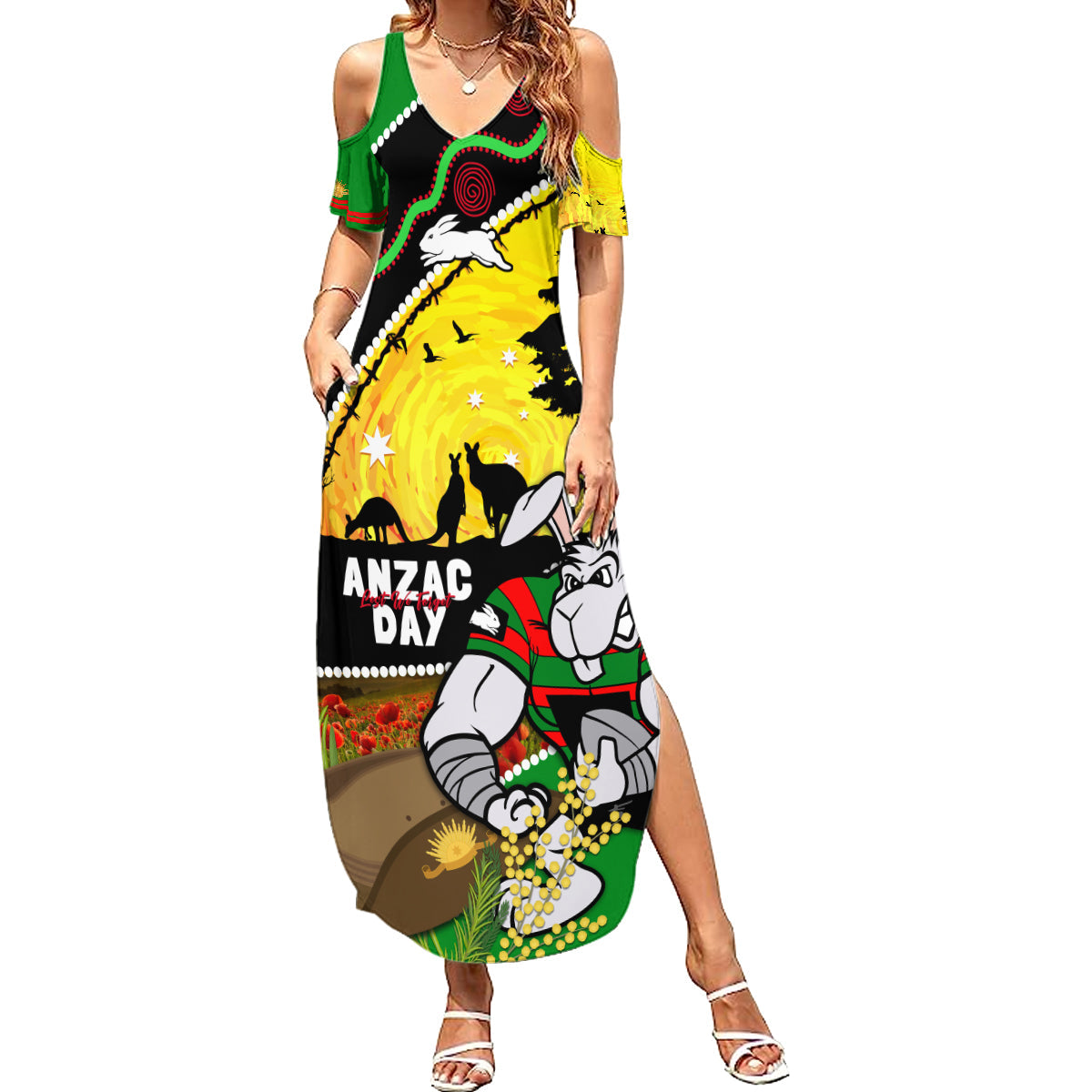 Rabbitohs ANZAC Day Summer Maxi Dress Souths Mascot Rosemary Starring Night Style