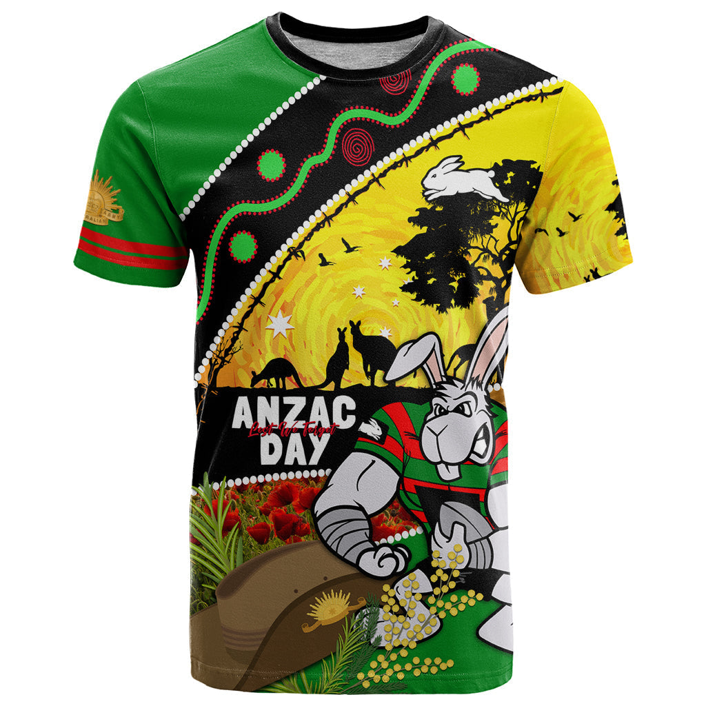 Rabbitohs ANZAC Day T Shirt Souths Mascot Rosemary Starring Night Style - Vibe Hoodie Shop