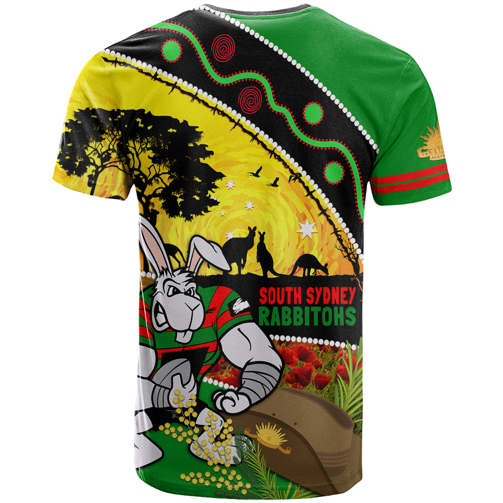 Rabbitohs ANZAC Day T Shirt Souths Mascot Rosemary Starring Night Style - Vibe Hoodie Shop