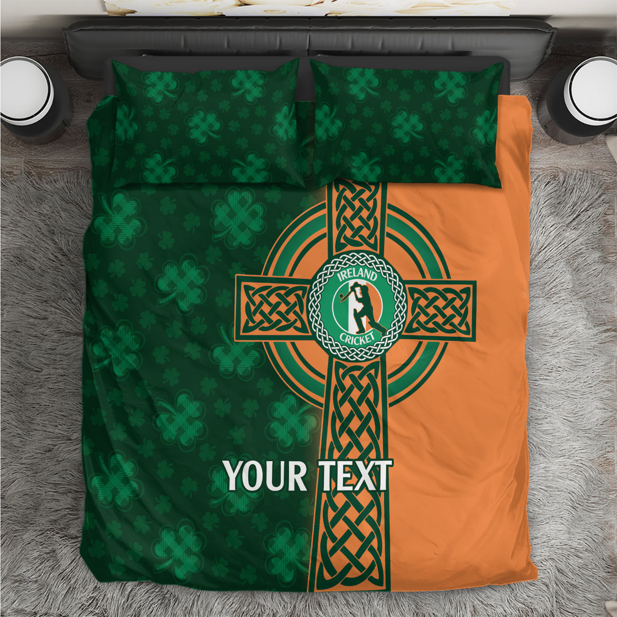 Custom Ireland Cricket Bedding Set 2024 Celtic Shamrock Go Champions - Vibe Hoodie Shop